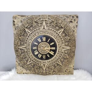 Vintage‎ Mayan Aztec Wall Clock MCM Office New Haven Burwood 1968 Decor Library